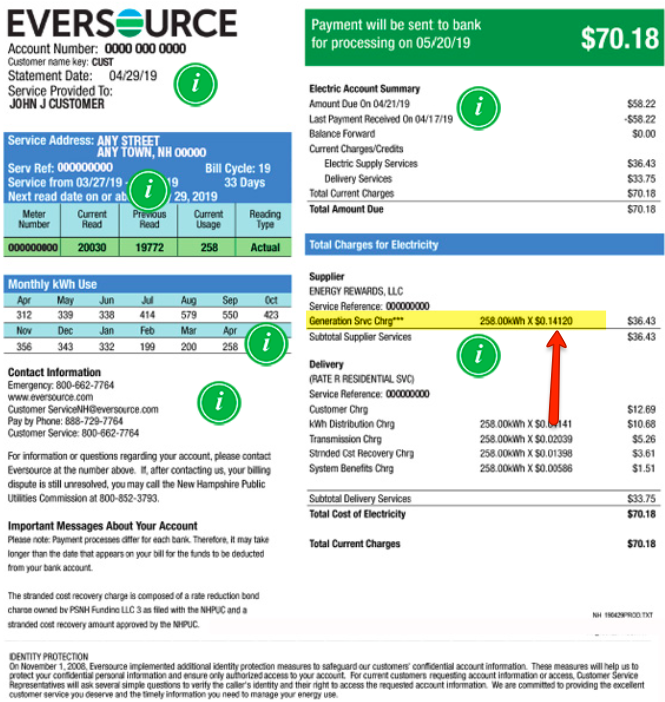 NH Eversource Sample Bill